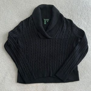 Ralph Lauren Silk/Cashmere Cowl Neck Sweater Black Size Medium